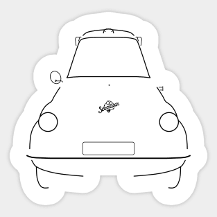 Scootacar classic British three wheeler microcar black outline graphic Sticker